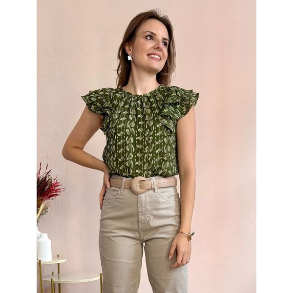 Blusa Floral Boho - Verde