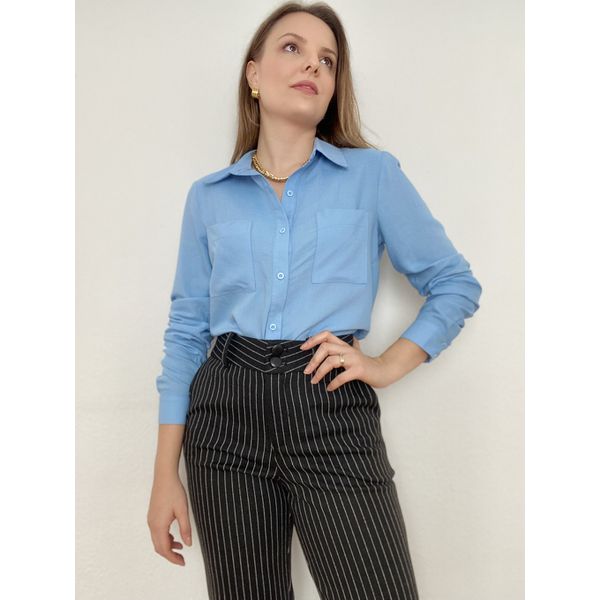 Camisa Helena Viscocrepe - Azul