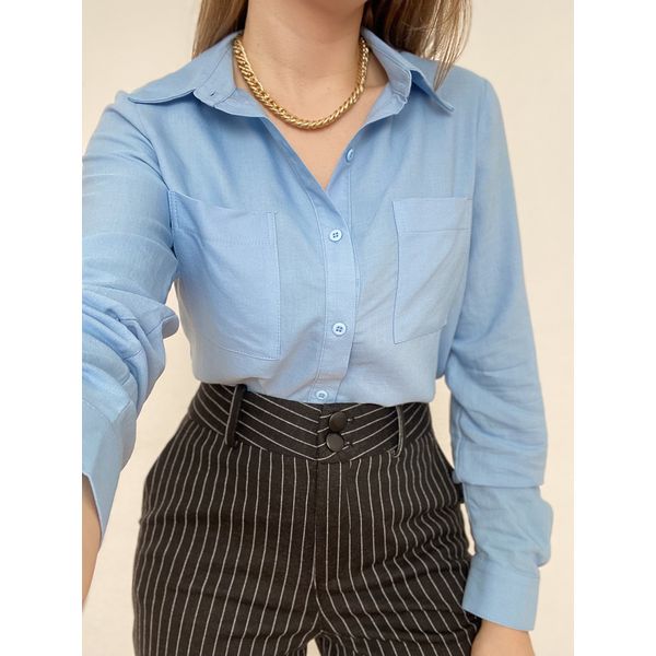 Camisa Helena Viscocrepe - Azul