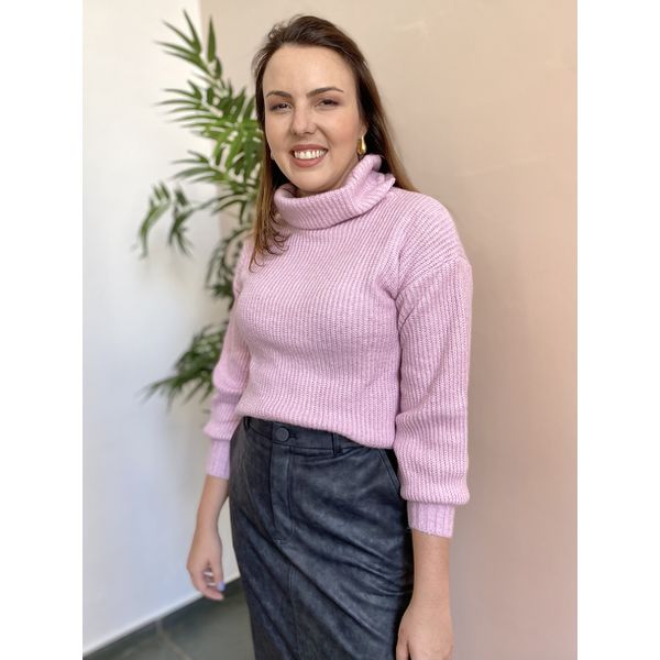 Tricô Priscila Gola Boba - Rosa