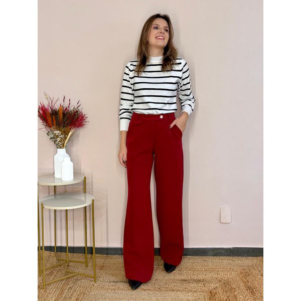 Calça Wide Leg Ananda - Cereja