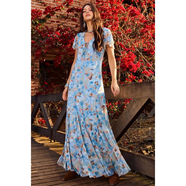 Vestido Longo Tule Floral