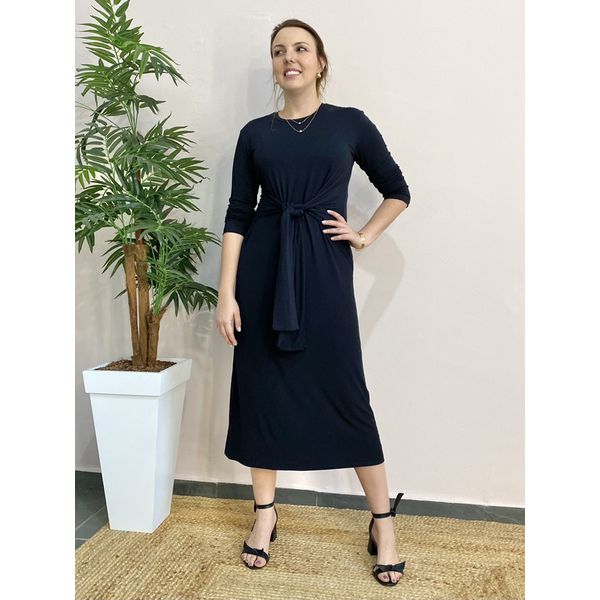 Vestido Midi Amarração - Preto