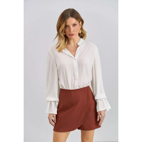 Camisa Manga Longa Ampla em Crepe