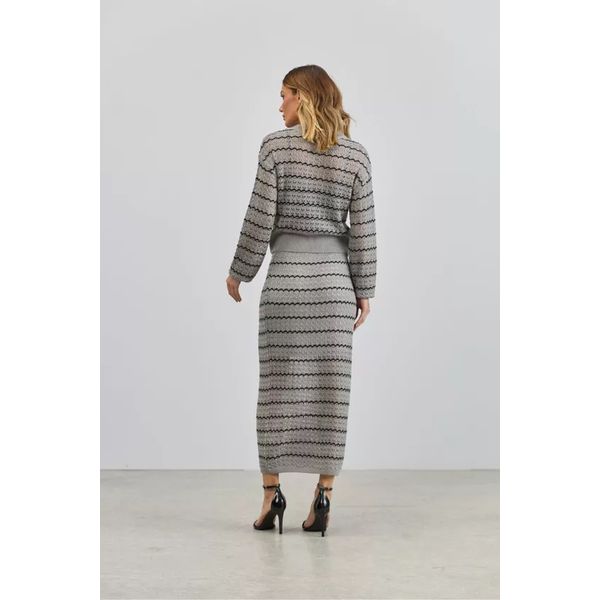 Saia Midi Em Tricot Com Ponto Diferenciado