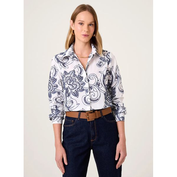 Blusa Bordada Gola Dudalina Feminina