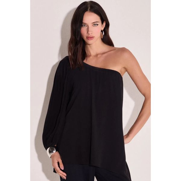 Blusa Assimétrica Em Crepe Preto