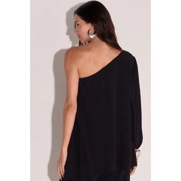 Blusa Assimétrica Em Crepe Preto