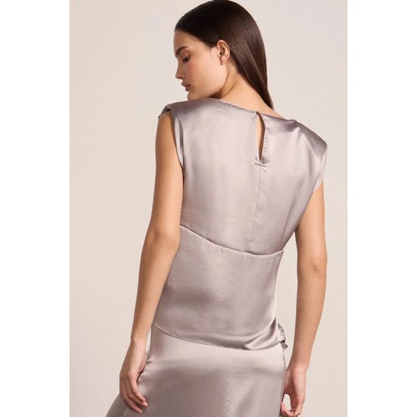 Blusa Muscle em Tecido Acetinado Prata