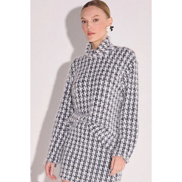 Blusão Pullover Em Tricô P&b Preto
