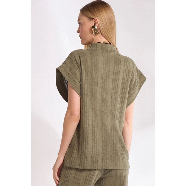 Blusa Em Malha Tricô Verde Escuro