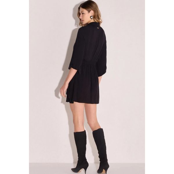 Vestido Chemise em Crepe Preto