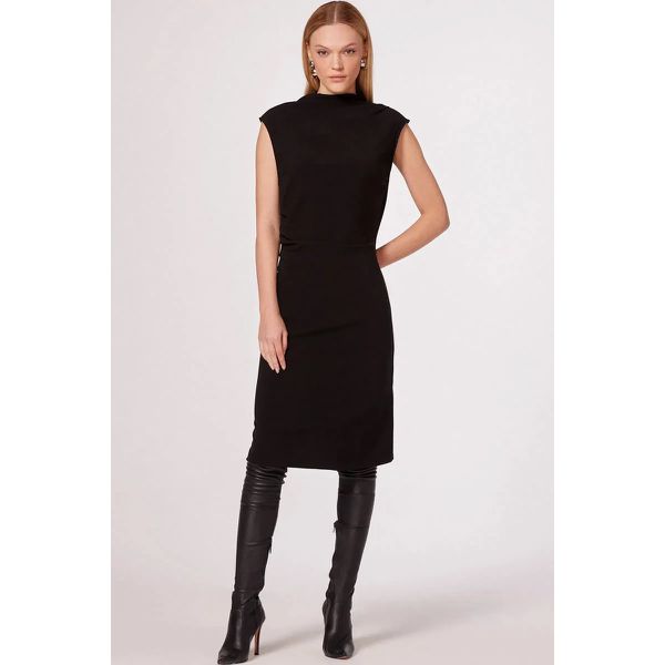 Vestido Midi Em Crepe Alfaiataria Preto