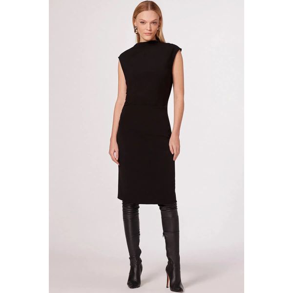 Vestido Midi Em Crepe Alfaiataria Preto