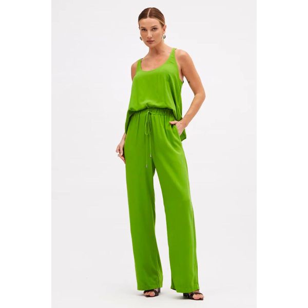 Calça Sommer Reta Franzida Verde Turim