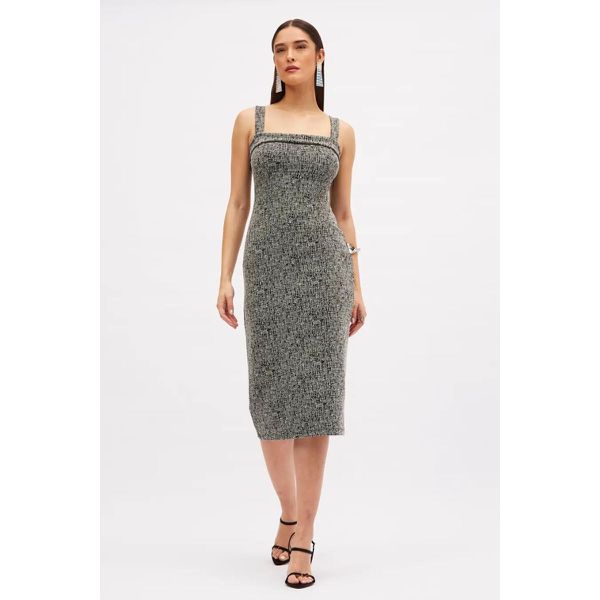Vestido Sommer Tweed Preto/Off-White