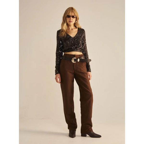 Calça Linho Marrom Nobuck