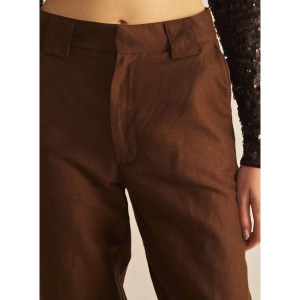 Calça Linho Marrom Nobuck