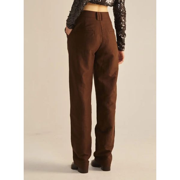 Calça Linho Marrom Nobuck