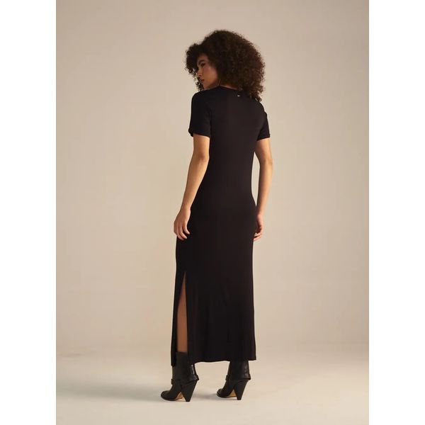 Vestido Midi Com Fenda Lateral Preto Sommer