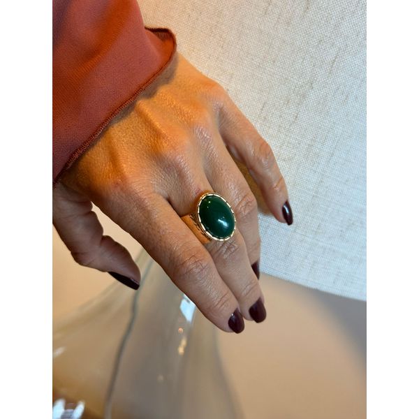 ANEL REGULÁVEL CHAPA BOHO VERDE BANHADO A OURO
