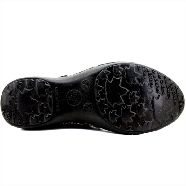 Tênis Feminino de Couro Legítimo com Palmilha em Gel - Preto - Sola Preta (AL033) 