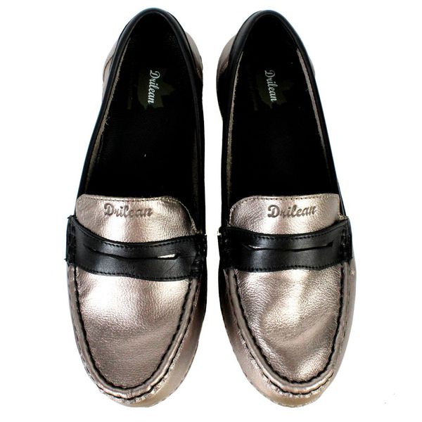 Mocassim Feminino em Couro Legítimo e Palmilha Gel - Onix/Preto - Sola Preta (AL066)