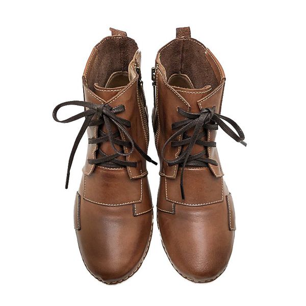 Bota Feminina Ortopédica em Couro Legítimo e Palmilha Gel - Castanho (AL 001)