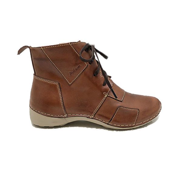 Bota Feminina Ortopédica em Couro Legítimo e Palmilha Gel - Castanho (AL 001)