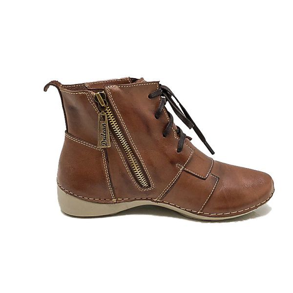 Bota Feminina Ortopédica em Couro Legítimo e Palmilha Gel - Castanho (AL 001)