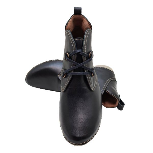 Bota Feminina Ortopédica Couro Legítimo e Palmilha Gel - Preto (AL 003)