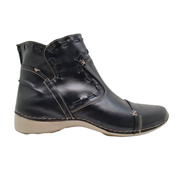 Bota Feminina Ortopédica Couro Legítimo e Palmilha Gel - Preto (AL 004)