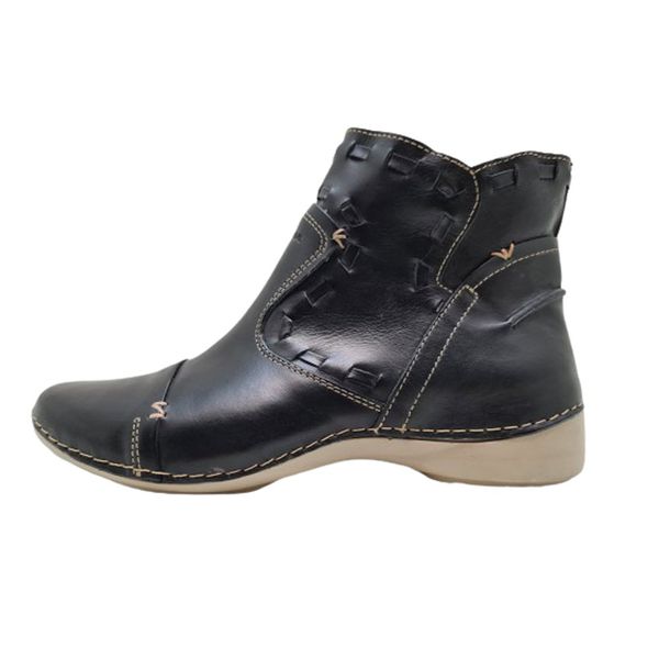 Bota Feminina Ortopédica Couro Legítimo e Palmilha Gel - Preto - 37 (AL004) OUTLET