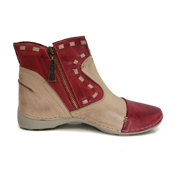 Bota Feminina Ortopédica em Couro Legítimo - Vermelho (AL 004)