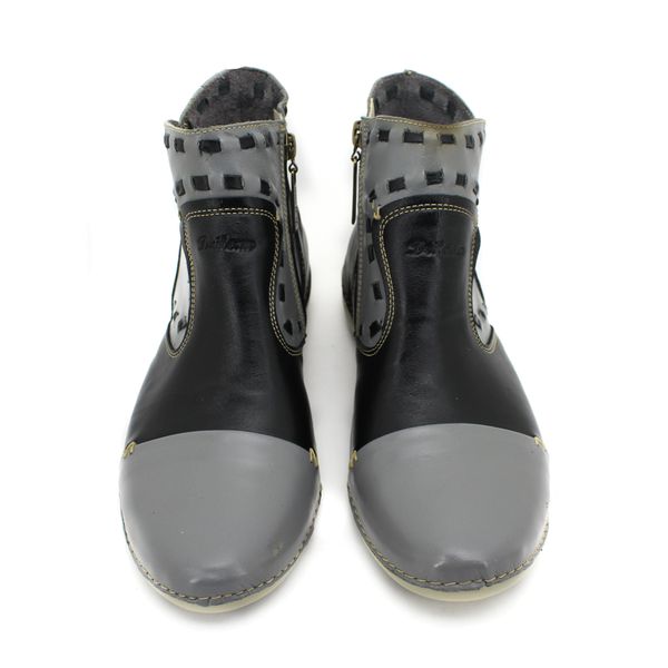 Bota Ortopédica Feminina Couro Legítimo com Palmilha Gel - Preto/Grafite (AL 004)