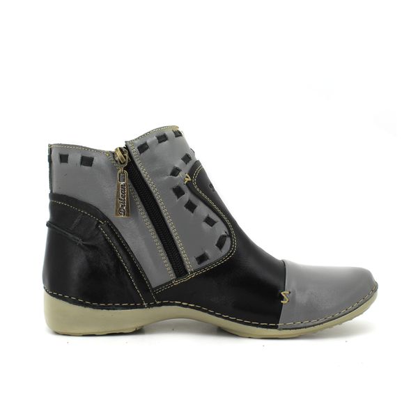 Bota Ortopédica Feminina Couro Legítimo com Palmilha Gel - Preto/Grafite (AL 004)