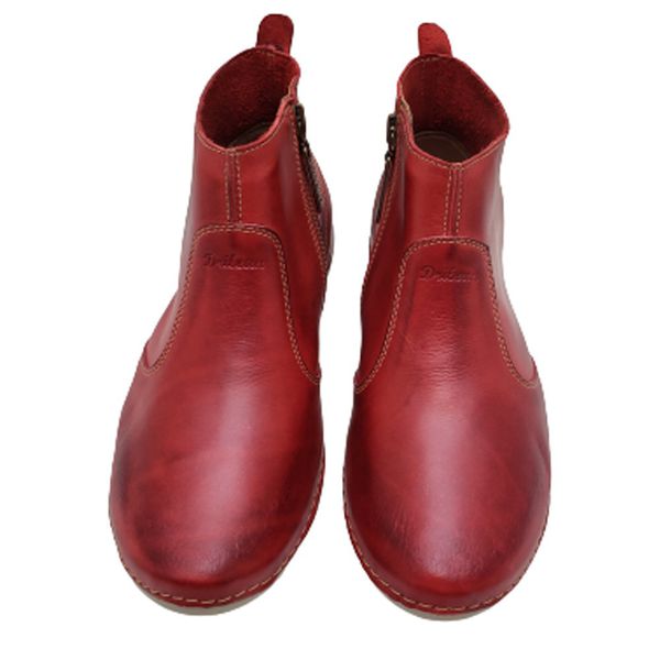 Bota Feminina Ortopédica Couro Legítimo e Palmilha Gel - Vermelho (AL 005)