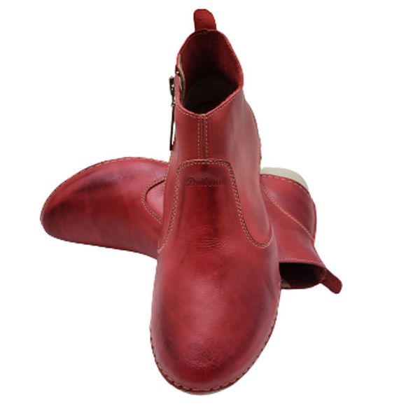 Bota Feminina Ortopédica Couro Legítimo e Palmilha Gel - Vermelho (AL 005)