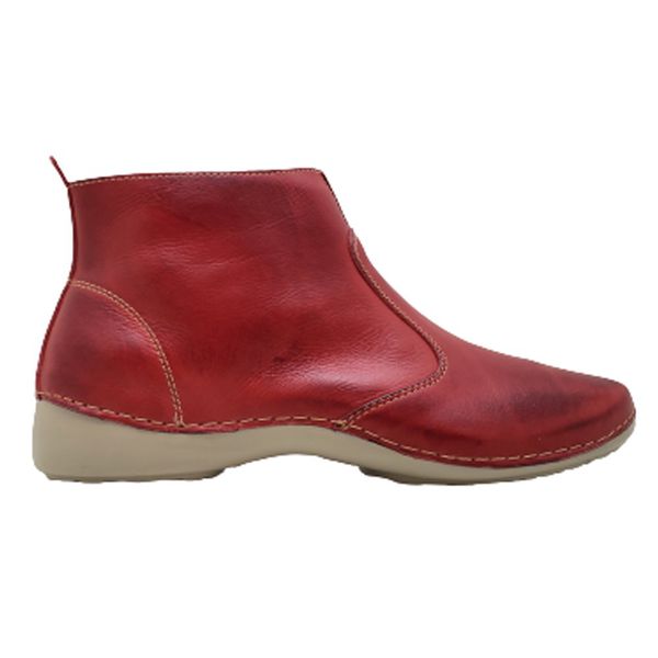 Bota Feminina Ortopédica Couro Legítimo e Palmilha Gel - Vermelho (AL 005)