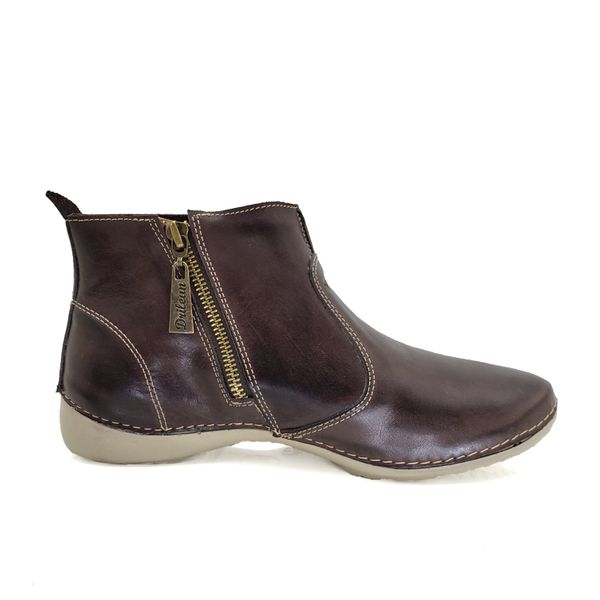 Bota Feminina Ortopédica de Couro Legítimo e Palmilha Gel - Café - 35 (AL005) OUTLET