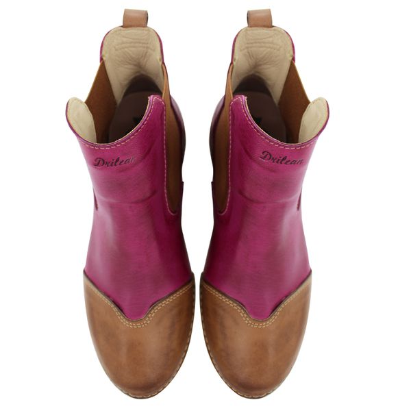 Bota Ortopédica Feminina Couro Legítimo e Palmilha Gel - Caramelo/Berinjela (AL006)