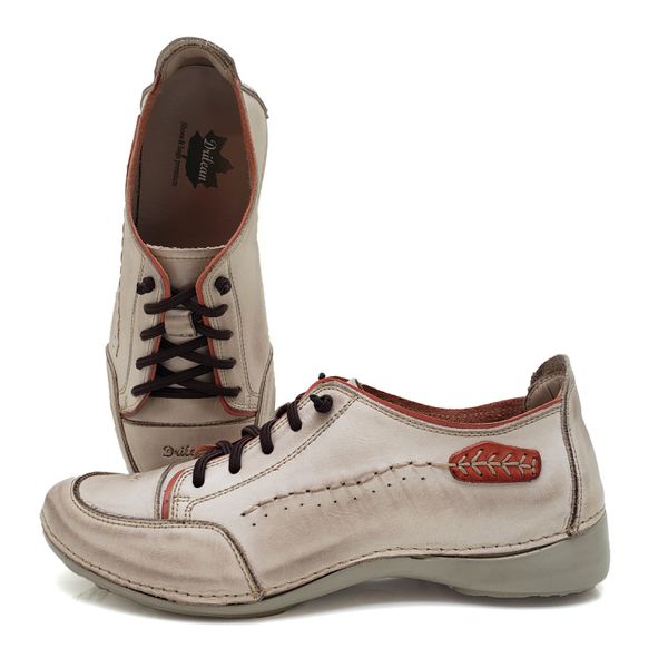 Tênis AL 008 Off White-Coral 100% couro com palmil... - Drilean