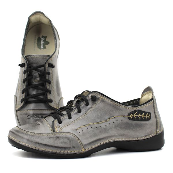 Tênis Grafite 100% couro com palmilha GEL - 37 (AL... - Drilean