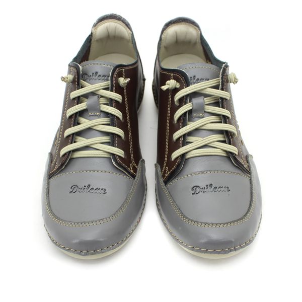 Tênis Feminino em Couro Legítimo com Palmilha Gel - Café/Grafite - 36 (AL008) OUTLET