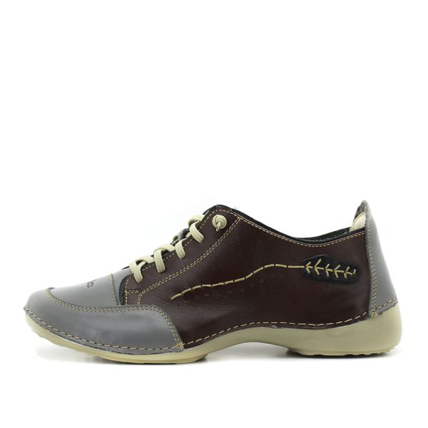Tênis Feminino em Couro Legítimo com Palmilha Gel - Café/Grafite - 36 (AL008) OUTLET