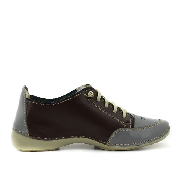 Tênis Feminino em Couro Legítimo com Palmilha Gel - Café/Grafite - 36 (AL008) OUTLET