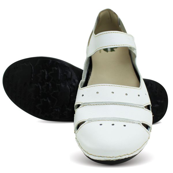 Sapatilha AL015 Branco 100% em couro com palmilha em GEL - 34 - 36 OUTLET