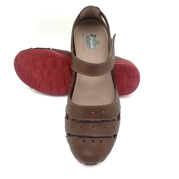 Sapatilha AL015 Castanho 100% em couro com palmilha em GEL - 34 - 37 OUTLET