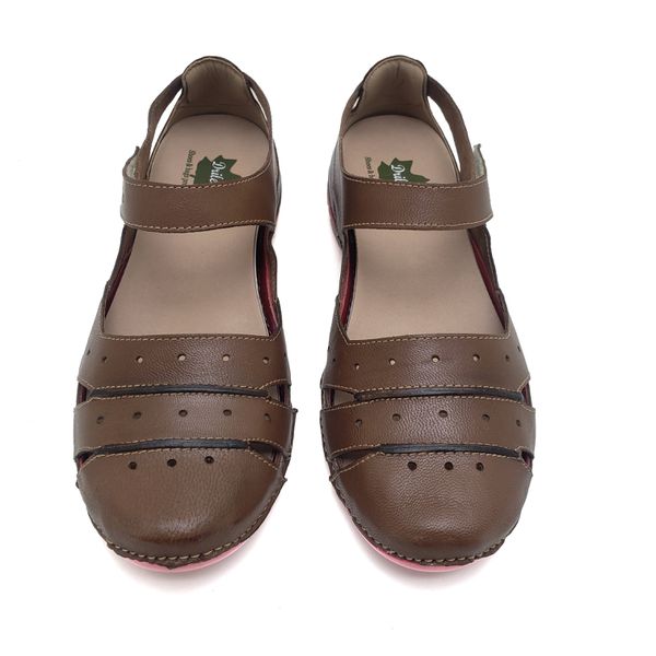 Sapatilha AL015 Castanho 100% em couro com palmilha em GEL - 34 - 37 OUTLET