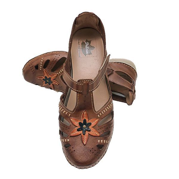 Sapatilha AL016 Castanho 100% em couro com palmilha em GEL - 34 OUTLET